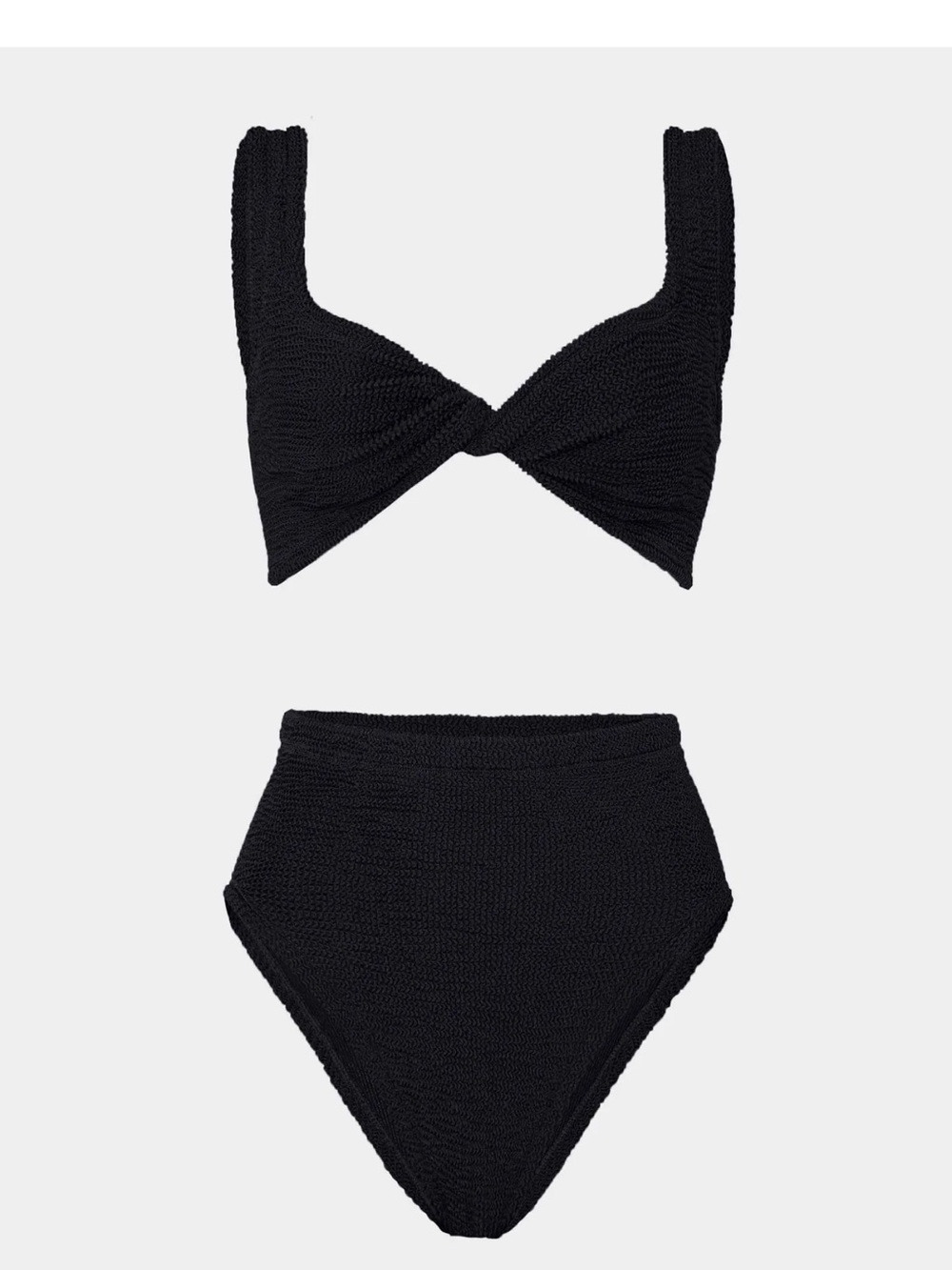Hunza G JAMIE Black Textured Twist-Front Bikini Set